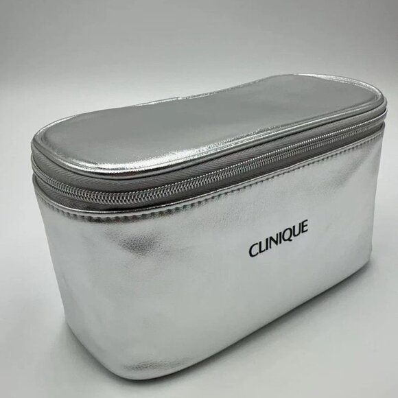 Clinique Silver Makeup Bag Case NEW - Picture 1 of 5